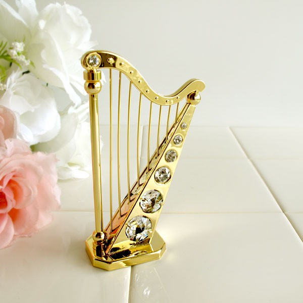 スワロフスキークリスタル置物ハープ